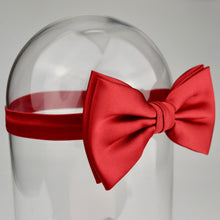 Load image into Gallery viewer, Red Satin Pre Tied Adjustable Bow Tie