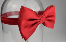 Load image into Gallery viewer, Red Satin Pre Tied Adjustable Bow Tie
