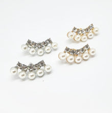 Load image into Gallery viewer, Silver Crystal and Pearl Lobe Climber Earrings
