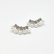 Load image into Gallery viewer, Silver Crystal and Pearl Lobe Climber Earrings