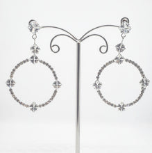 Load image into Gallery viewer, Silver Crystal Drop Hoop Earrings