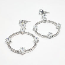 Load image into Gallery viewer, Silver Crystal Drop Hoop Earrings