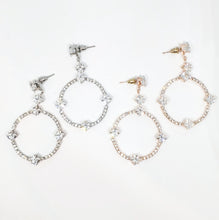 Load image into Gallery viewer, Silver Crystal Drop Hoop Earrings