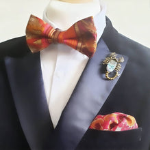 Load image into Gallery viewer, Sunset Gold Leaf Silk Pre Tied Adjustable Bow Tie